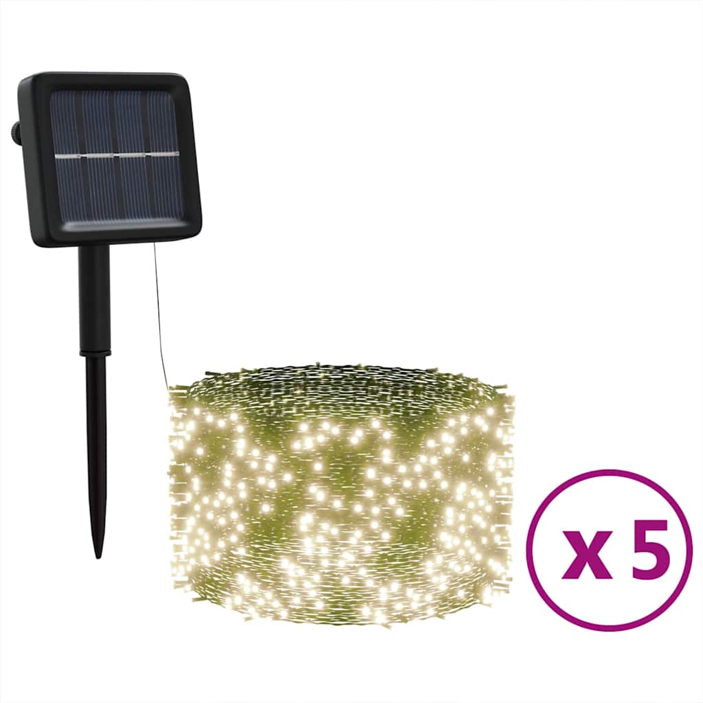 vidaXL Solární světelné řetězy 5 ks 5x200 LED teplé bílé dovnitř i ven