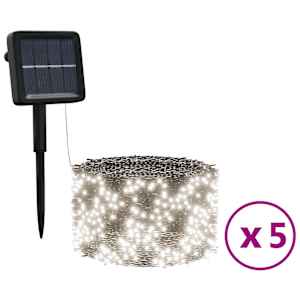 Solární světelné řetězy 5 ks 5x200 LED studené bílé dovnitř/ven - obrázek 2