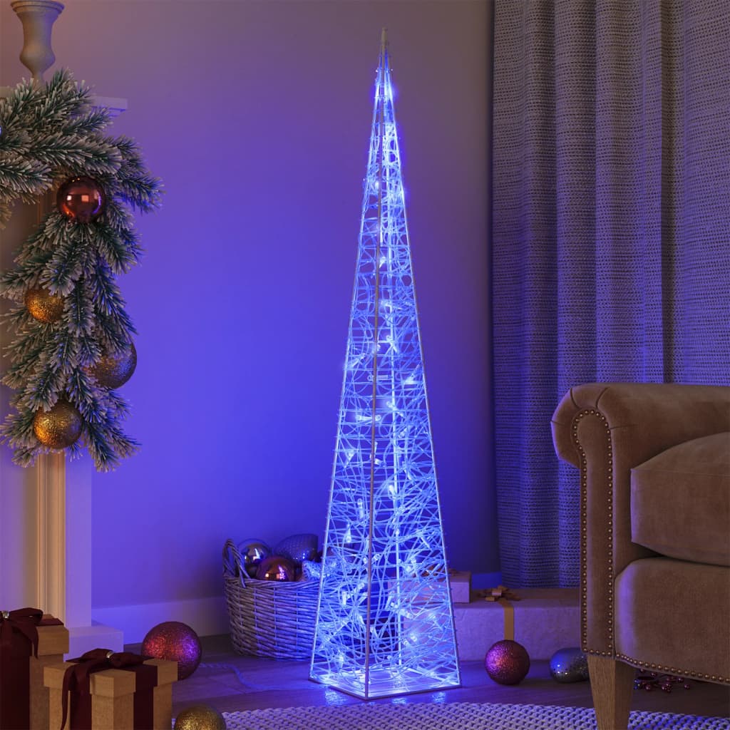 Dekoratív kék fényű LED-es akril fénykúp 120 cm 