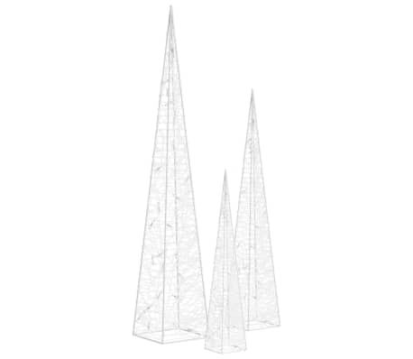 vidaXL Sada akrylov&yacute;ch LED sveteln&yacute;ch kužeľov studen&eacute; biele 30/45/60cm