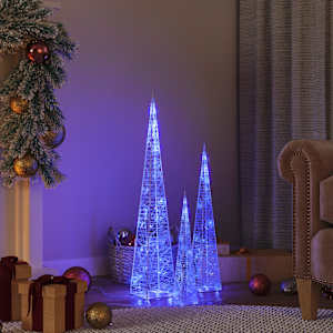 Sada akrylových světelných LED kuželů modrá 30/45/60 cm - obrázek 1