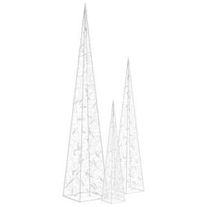 vidaXL Set conuri decorative cu LED-uri, alb cald, 60/90/120 cm, acril