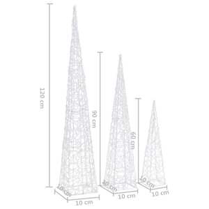 Sada akrylových světelných LED kuželů studená bílá 60/90/120 cm - obrázek 8
