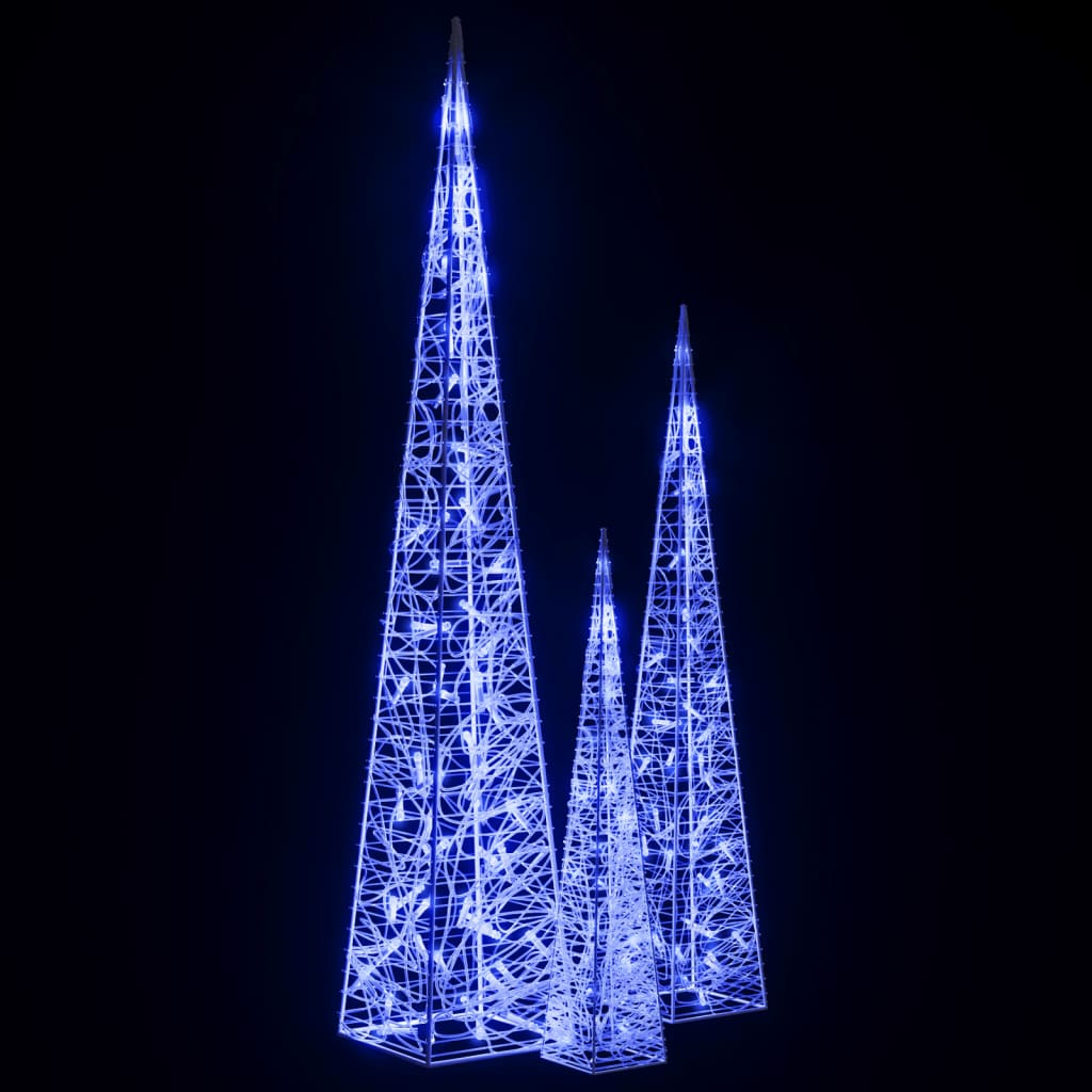 Lichtkegelset decoratief LED 60/90/120 cm acryl blauw