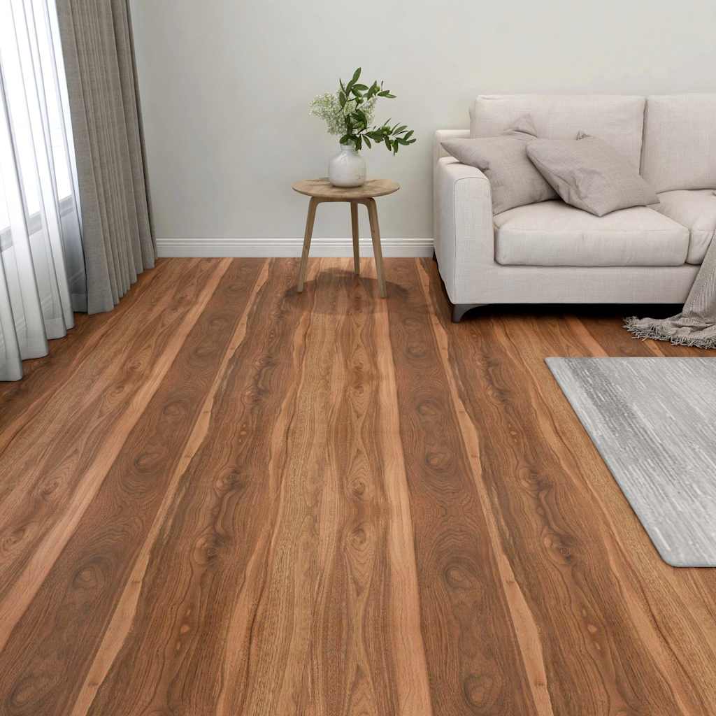 vidaXL Itsekiinnittyvät lattialankut 20 kpl PVC 1,86 m² ruskea