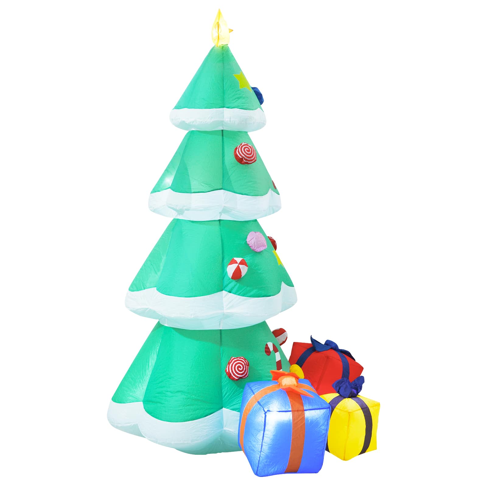 vidaXL Kerstdecoratie opblaasbaar kerstboom LED binnen/buiten 240 cm meerkleurig, foto 4