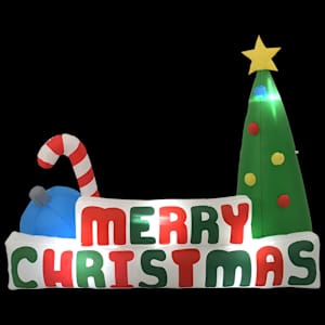 Merry Christmas nafukovací LED dekorace se stromkem 240x188 cm - obrázek 2