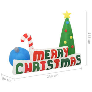 Merry Christmas nafukovací LED dekorace se stromkem 240x188 cm - obrázek 5