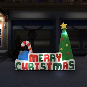 Merry Christmas nafukovací LED dekorace se stromkem 240x188 cm - obrázek 1