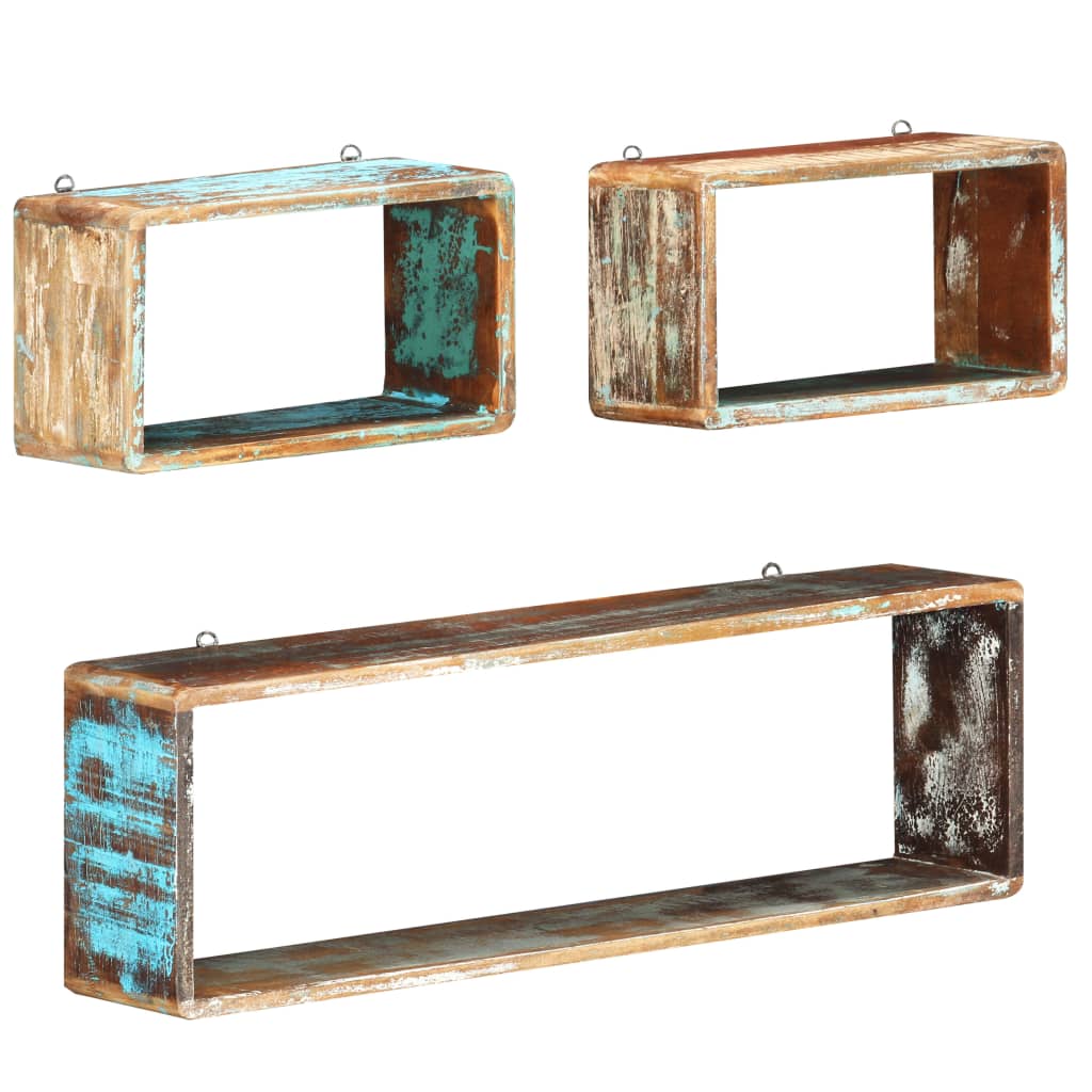 

vidaXL 3 Piece Wall Cube Shelf Set Solid Reclaimed Wood