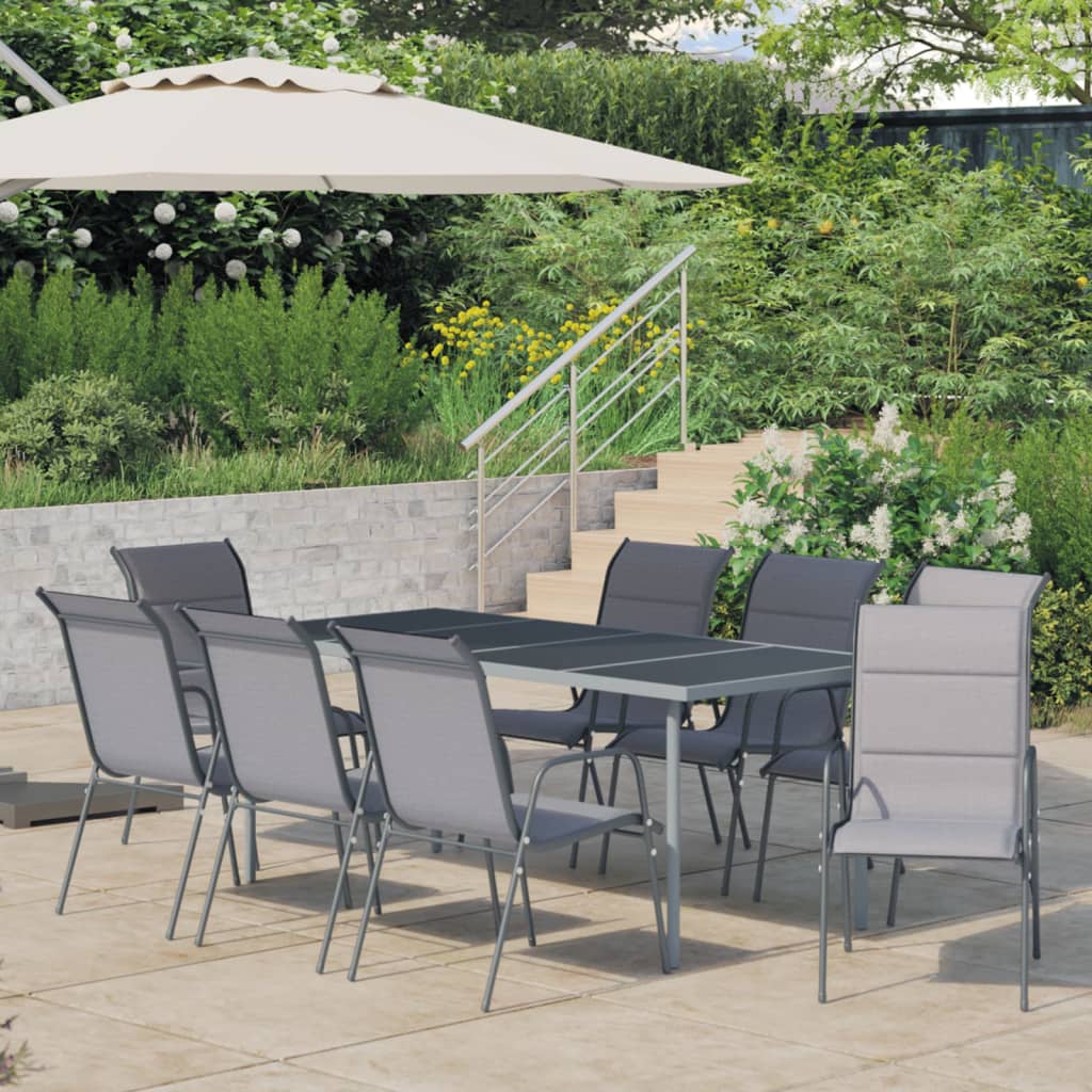 vidaXL Set mobilier de exterior, 9 piese, antracit, oțel