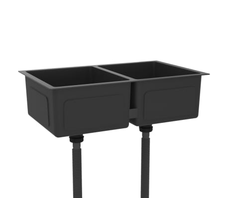 vidaXL Håndlaget kjøkkenvask svart rustfritt stål