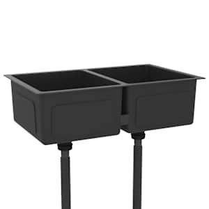 vidaXL Håndlaget kjøkkenvask svart rustfritt stål