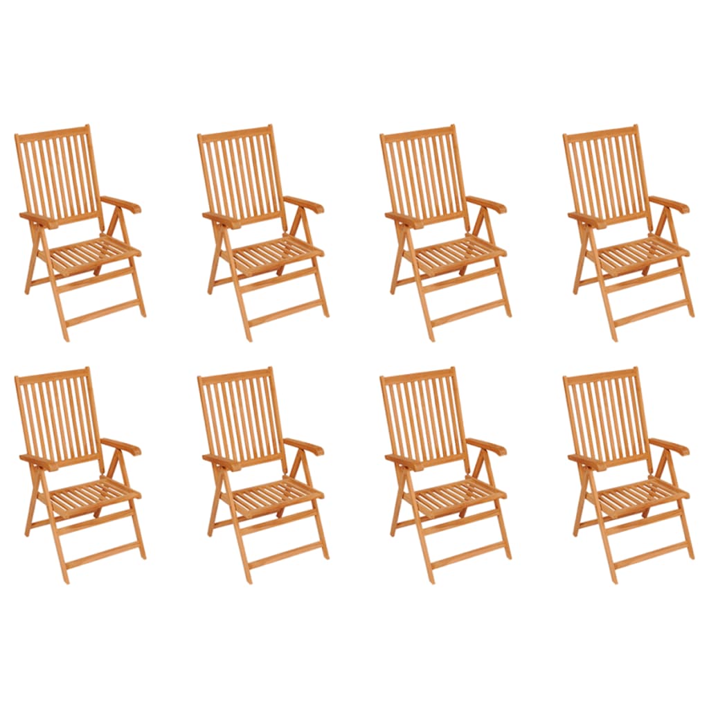 

vidaXL Tuinstoelen 8 st verstelbaar met kussens massief teakhout