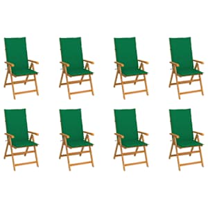Polohovací zahradní židle s poduškami 8 ks masivní teak - obrázek 1