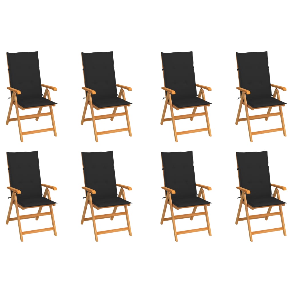 Verstellbare Gartenstühle mit Auflagen 8 Stk. Massivholz Teak
