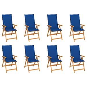 Polohovací zahradní židle s poduškami 8 ks masivní teak - obrázek 1