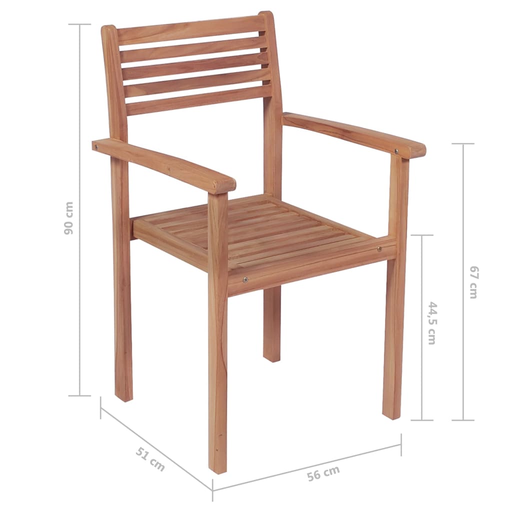 6 db rakásolható tömör tíkfa kerti szék 