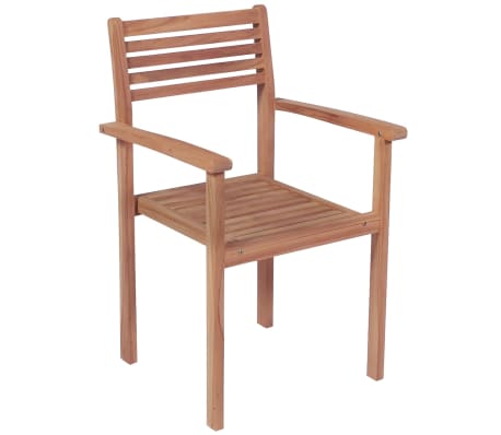 vidaXL Chaises de jardin empilables lot de 6 Bois de teck solide