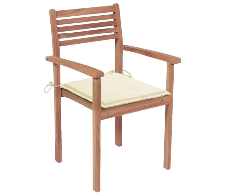 vidaXL Chaises de jardin empilables avec coussins lot de 6 Teck solide
