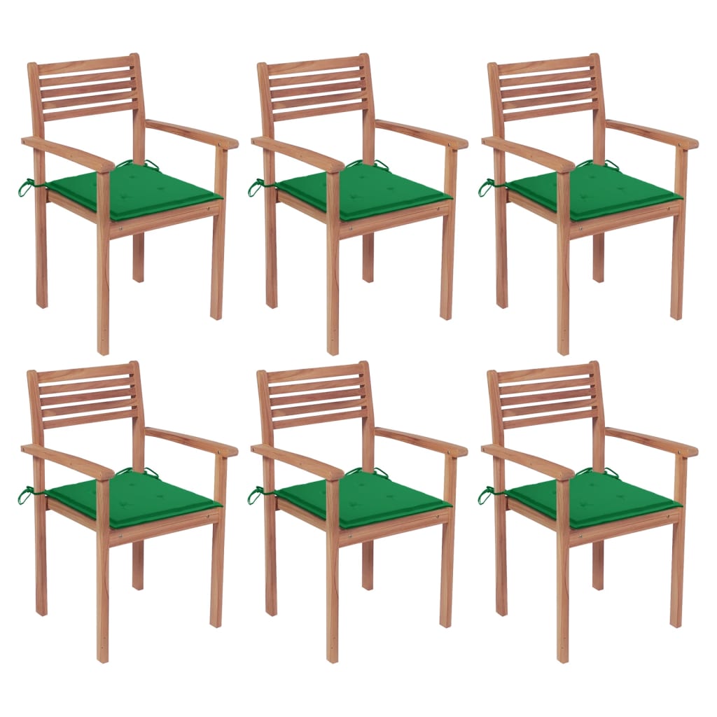 Stapelbare Gartenstühle mit Kissen 6 Stk. Massivholz Teak kaufen
