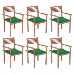 Stohovatelné zahradní židle s poduškami 6 ks masivní teak - obrázek 1
