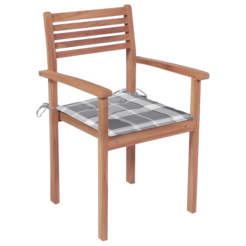 

vidaXL Tuinstoelen stapelbaar 6 st met kussens massief teakhout