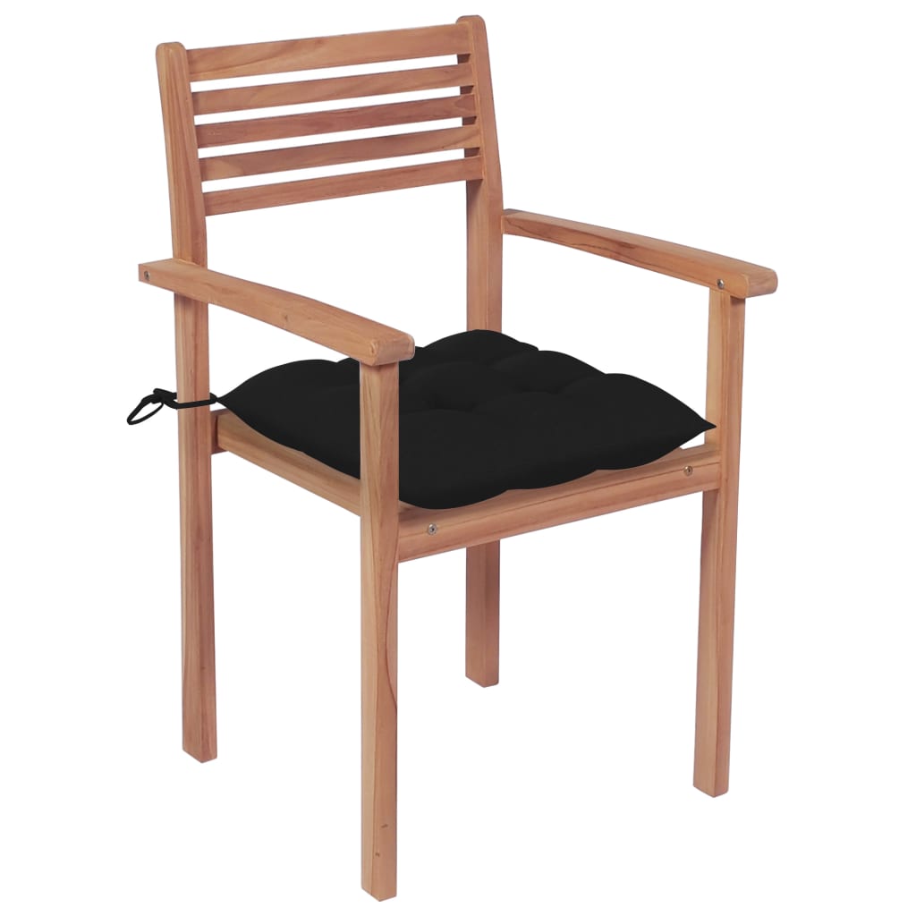 

vidaXL Tuinstoelen stapelbaar 6 st met kussens massief teakhout