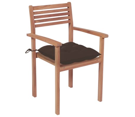 vidaXL Stackable Garden Chairs with Cushions 6 pcs Solid Teak Wood