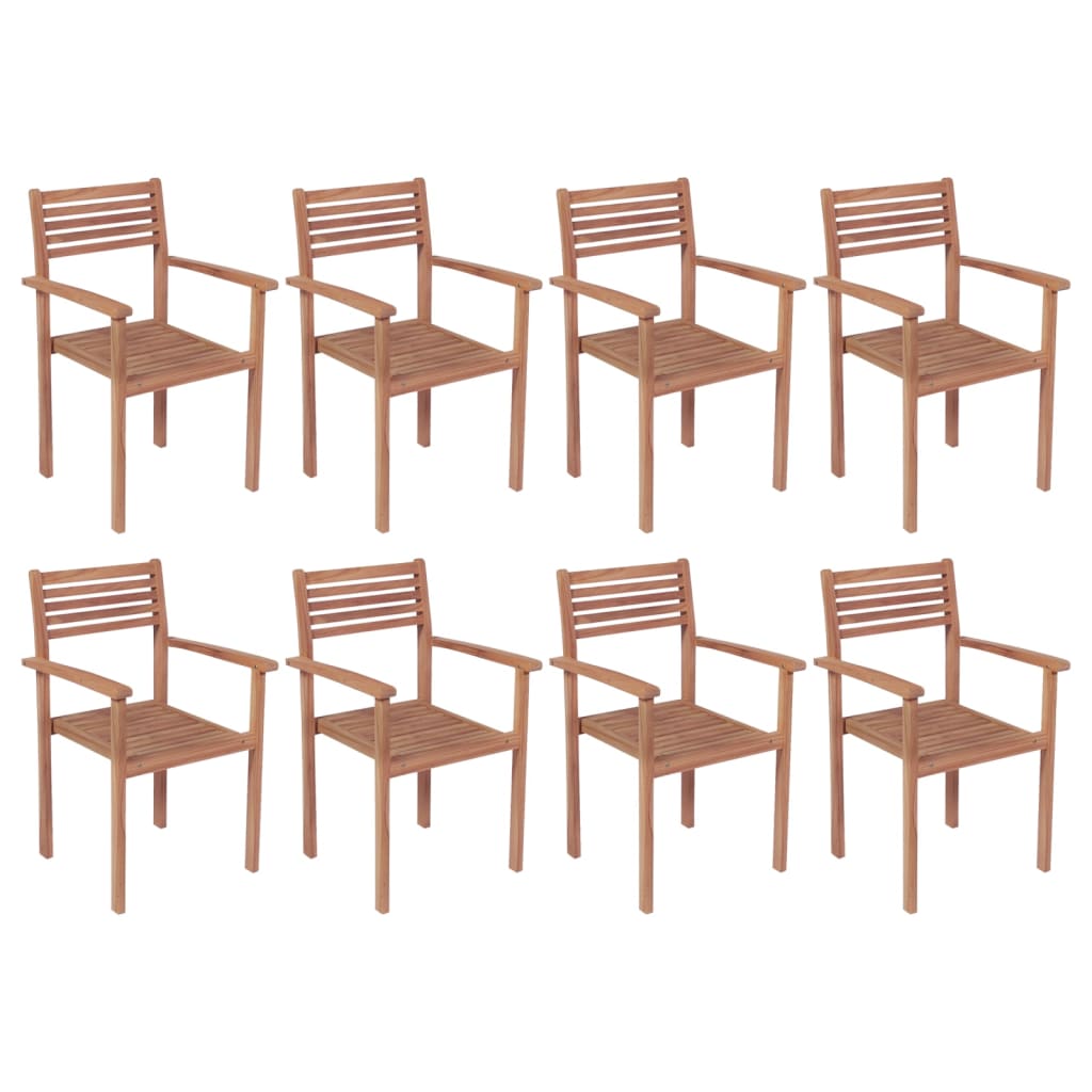 8 db rakásolható tömör tíkfa kerti szék 