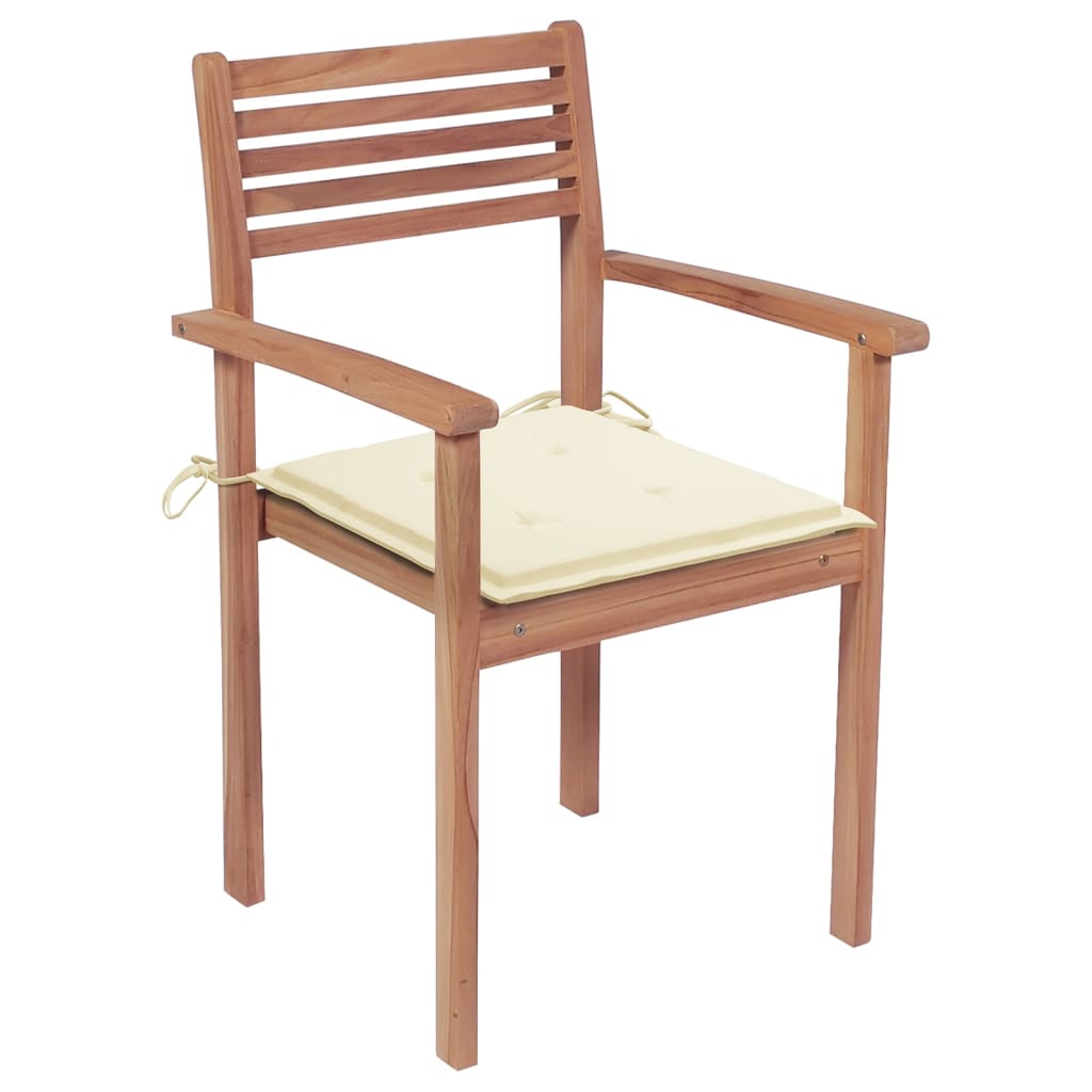 

vidaXL Tuinstoelen stapelbaar 8 st met kussens massief teakhout