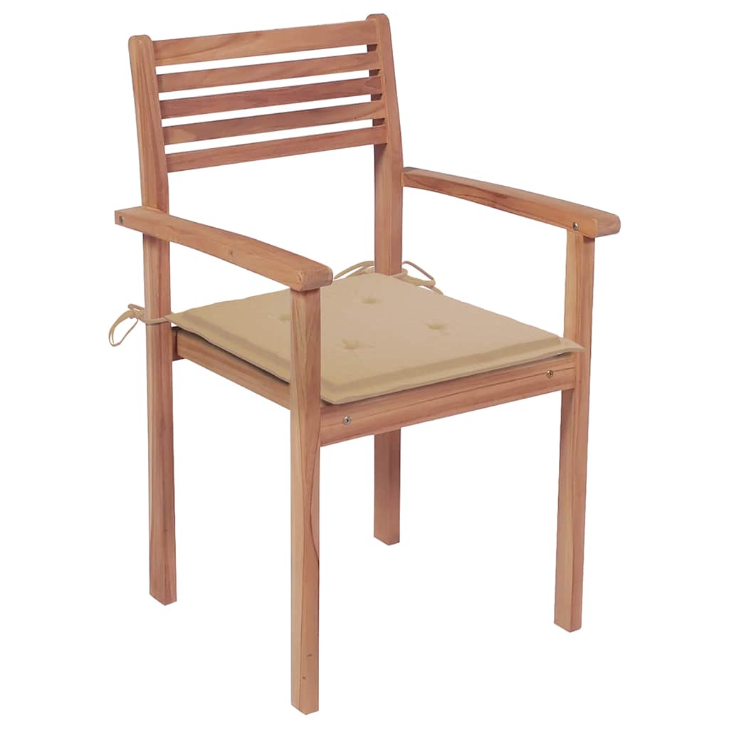 

vidaXL Tuinstoelen stapelbaar 8 st met kussens massief teakhout
