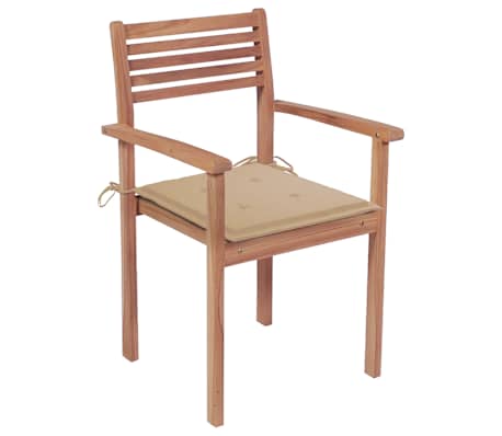vidaXL Chaises de jardin empilables avec coussins lot de 8 Teck solide