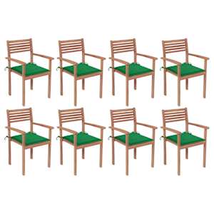 Stohovatelné zahradní židle s poduškami 8 ks masivní teak - obrázek 1