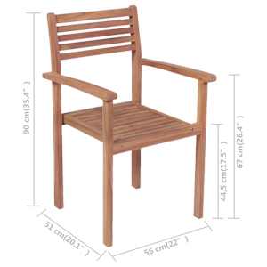 Stohovatelné zahradní židle s poduškami 8 ks masivní teak - obrázek 11