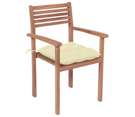 vidaXL Chaises de jardin empilables avec coussins lot de 8 Teck solide