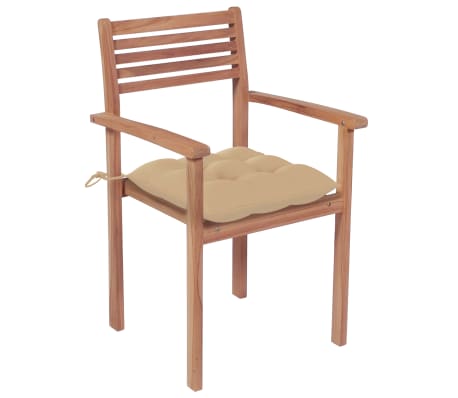 vidaXL Chaises de jardin empilables avec coussins lot de 8 Teck solide