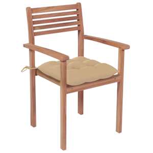 vidaXL Chaises de jardin empilables avec coussins lot de 8 Teck solide