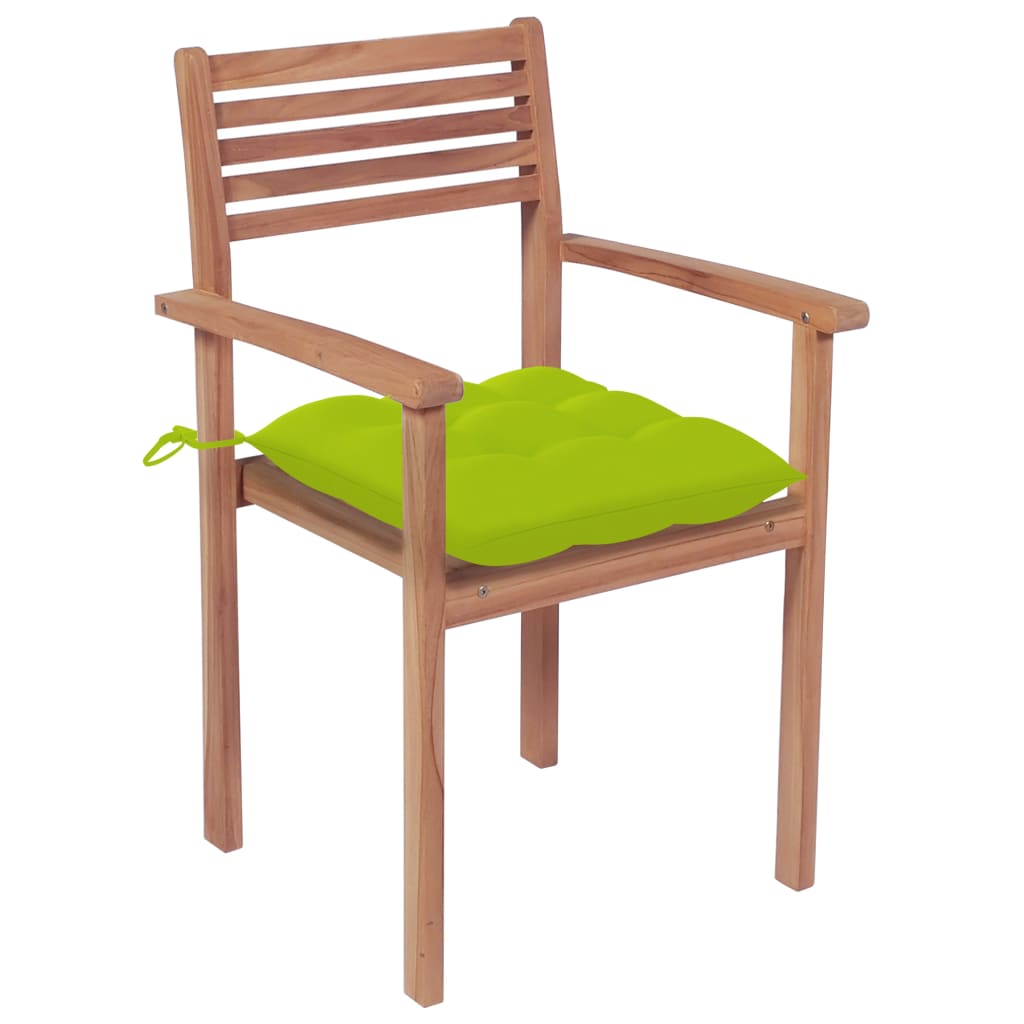 

vidaXL Tuinstoelen stapelbaar 8 st met kussens massief teakhout