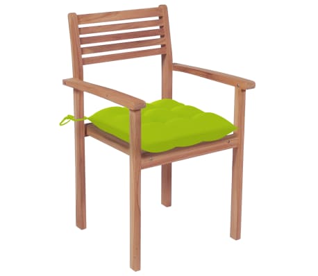 vidaXL Chaises de jardin empilables avec coussins lot de 8 Teck solide