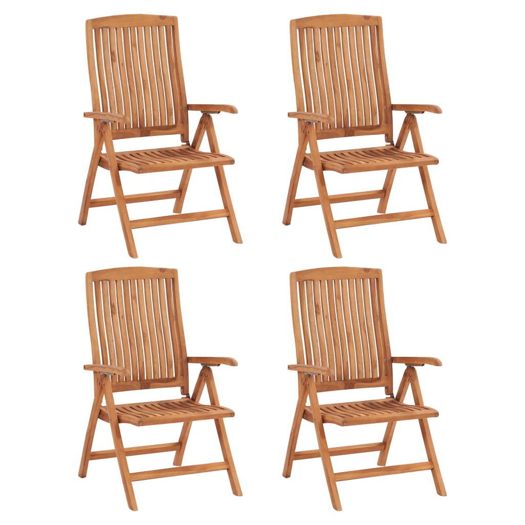 Reclining Garden Chairs 4 Piece Solid Teak Wood