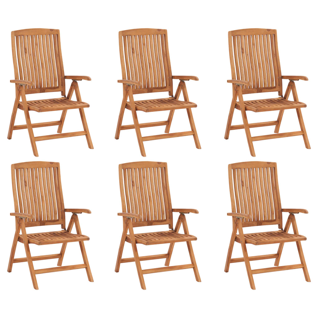 Reclining Garden Chairs 6 Piece Solid Teak Wood