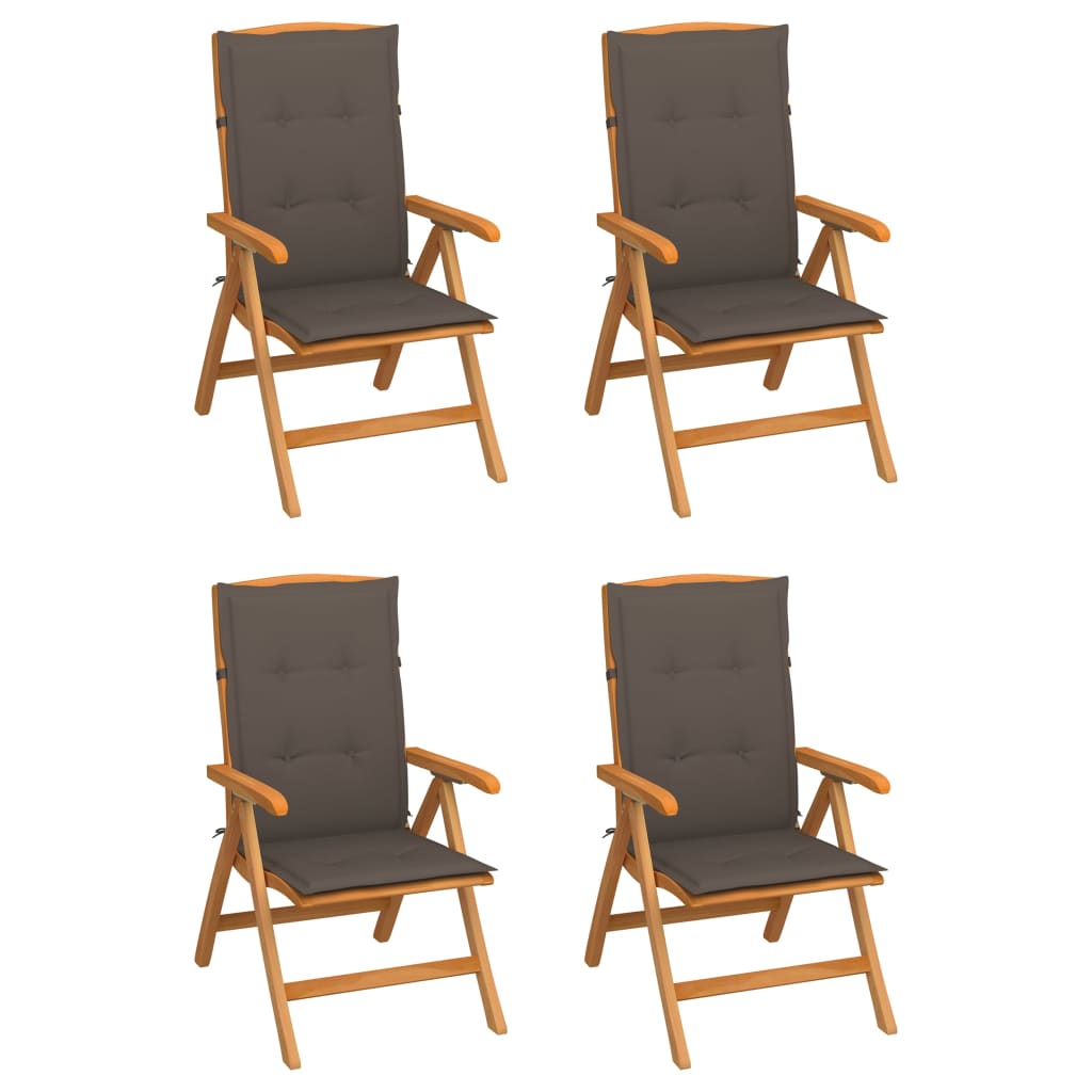 Verstellbare Gartenstühle mit Auflagen 4 Stk. Massivholz Teak kaufen