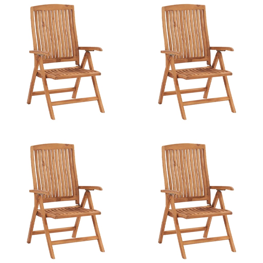 

vidaXL Tuinstoelen 4 st verstelbaar met kussens massief teakhout