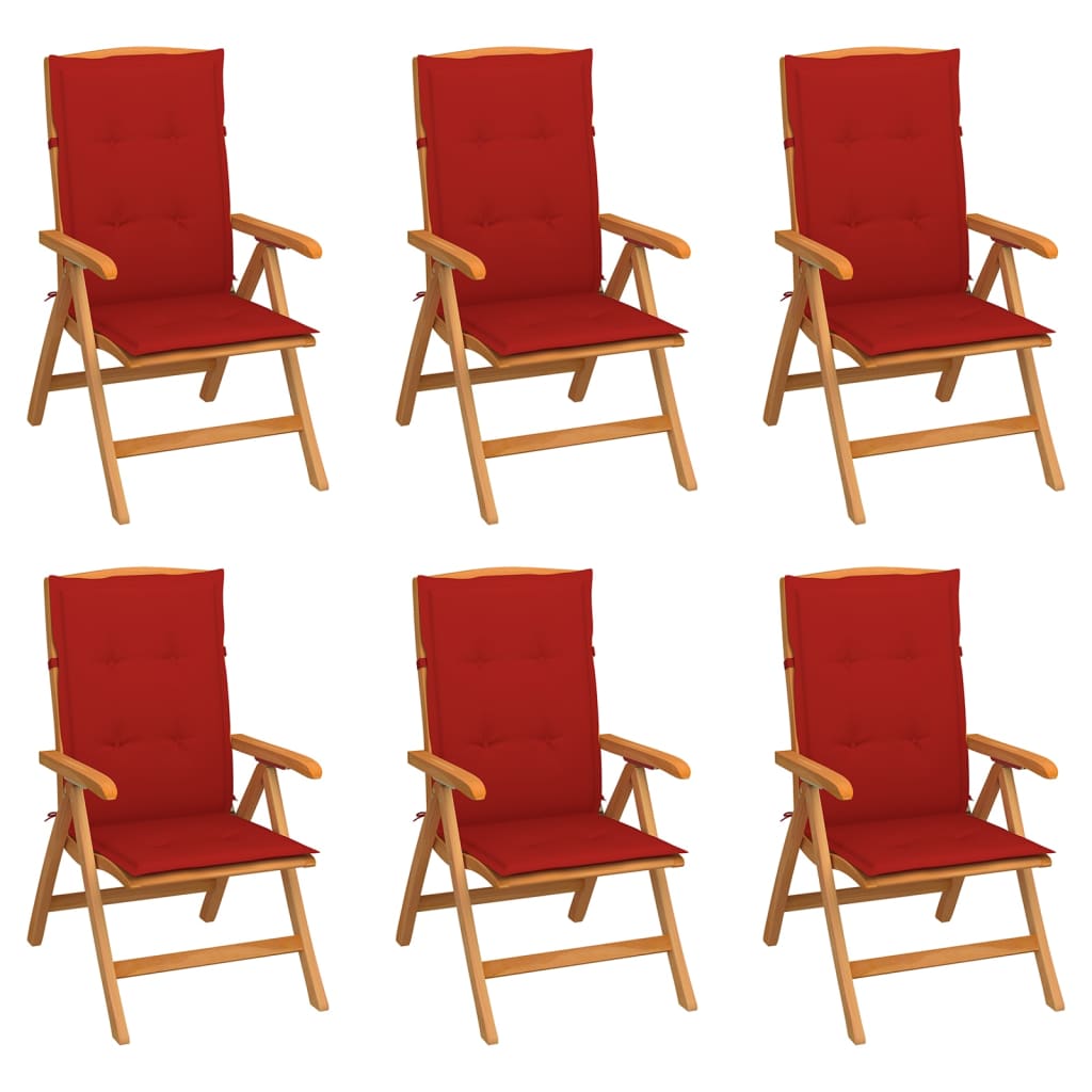 Verstellbare Gartenstühle mit Auflagen 6 Stk. Massivholz Teak kaufen