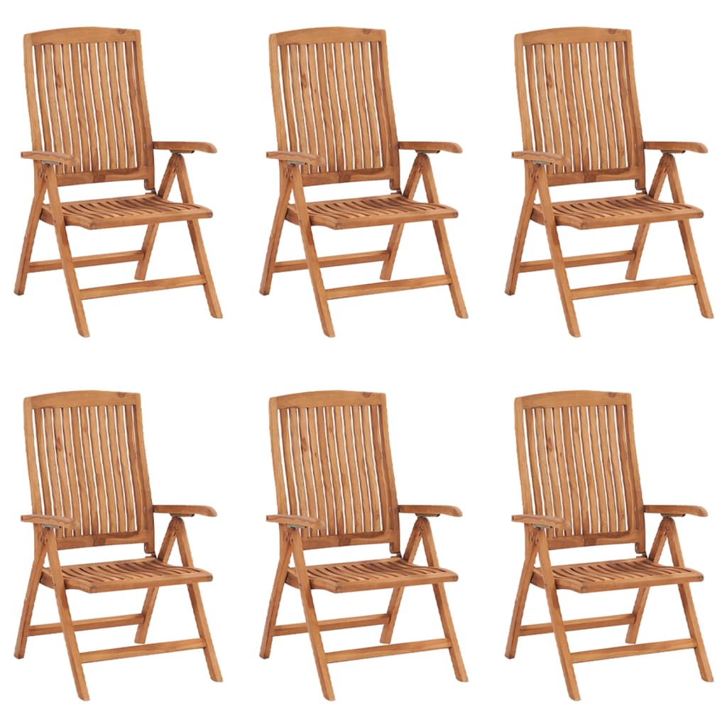 vidaXL Verstellbare Gartenstühle mit Auflagen 6 Stk. Massivholz Teak