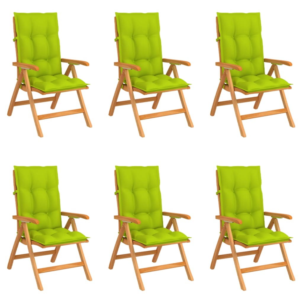 Polohovací zahradní židle s poduškami 6 ks masivní teak