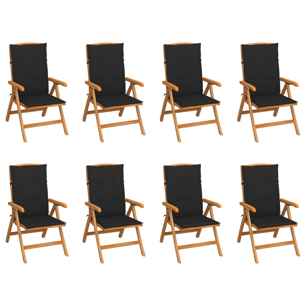 Verstellbare Gartenstühle mit Auflagen 8 Stk. Massivholz Teak kaufen