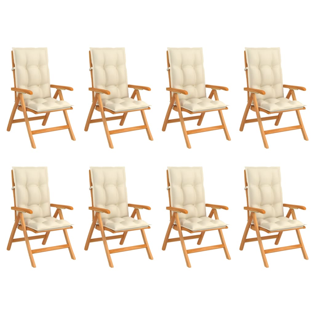 Verstellbare Gartenstühle mit Auflagen 8 Stk. Massivholz Teak | Stepinfit.de