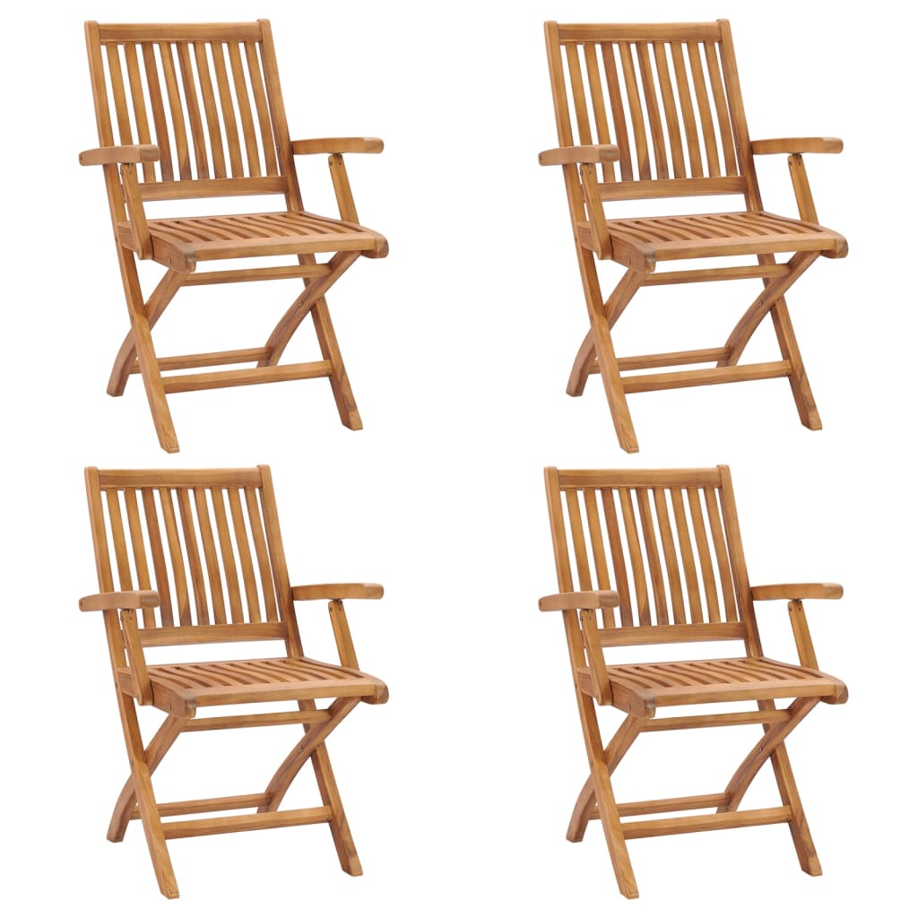 vidaXL Hopfällbara trädgårdsstolar 4 st massiv teak
